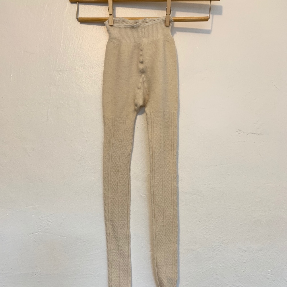 Cable Knit Cream Colored Tights